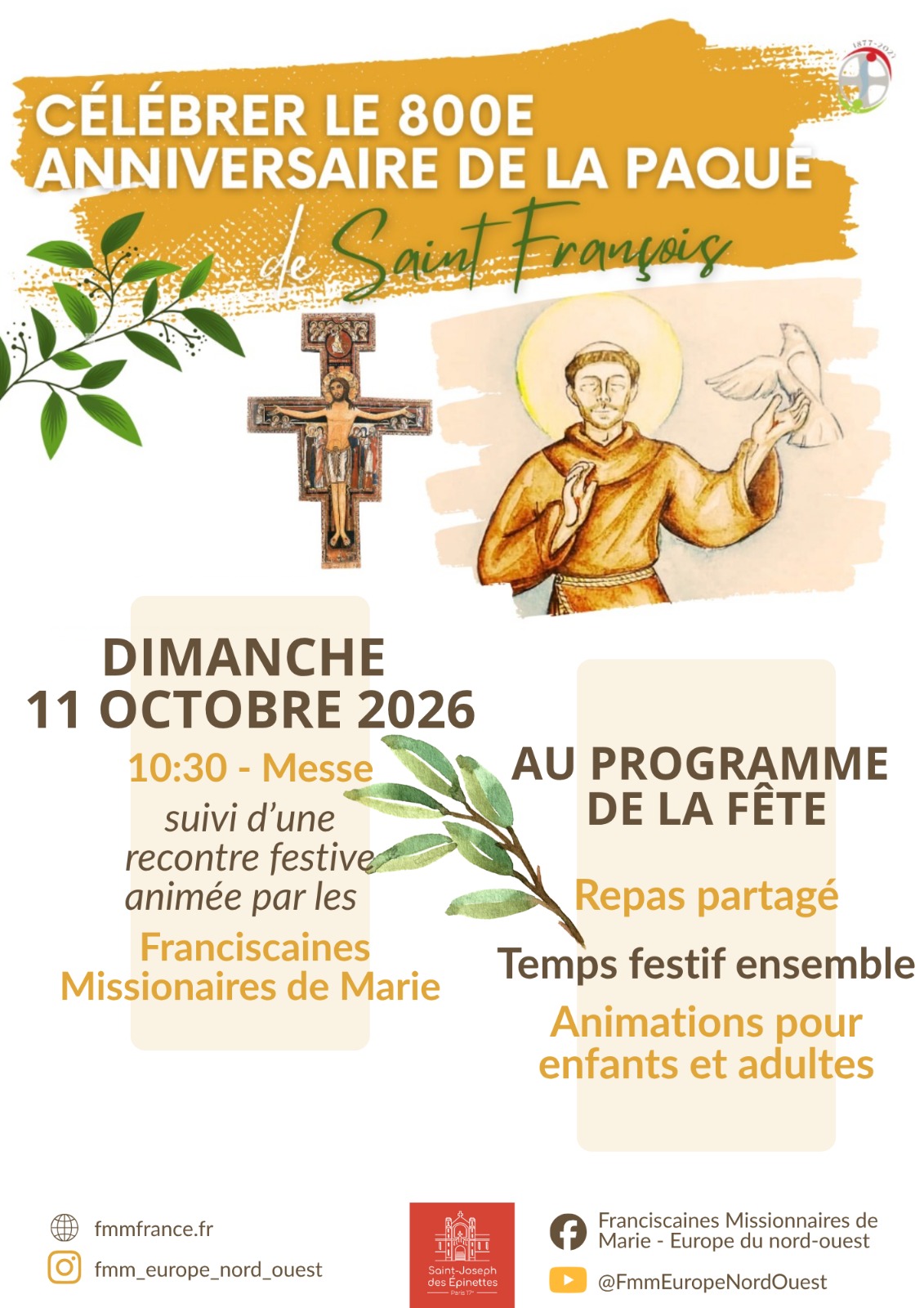 Affiche : célébrer le 800e anniversaire de la Pâque de saint François